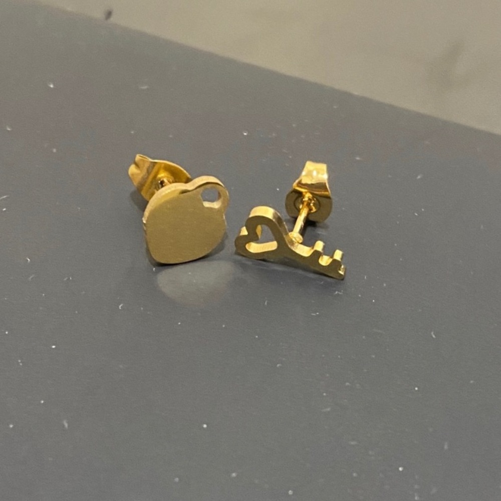 Feel Love | Heart Lock and Key Stainless Steel Stud Earrings Accessories